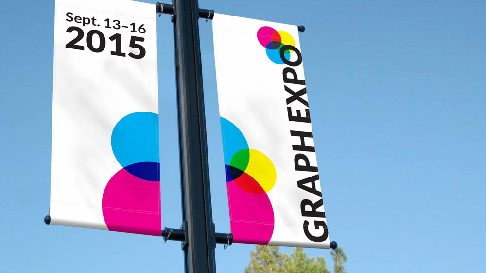 Graph Expo 15: environmental graphic, lamp post signs