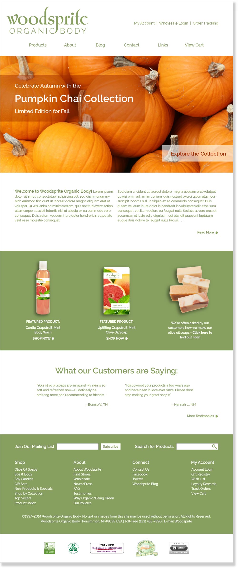 Woodsprite: website home page